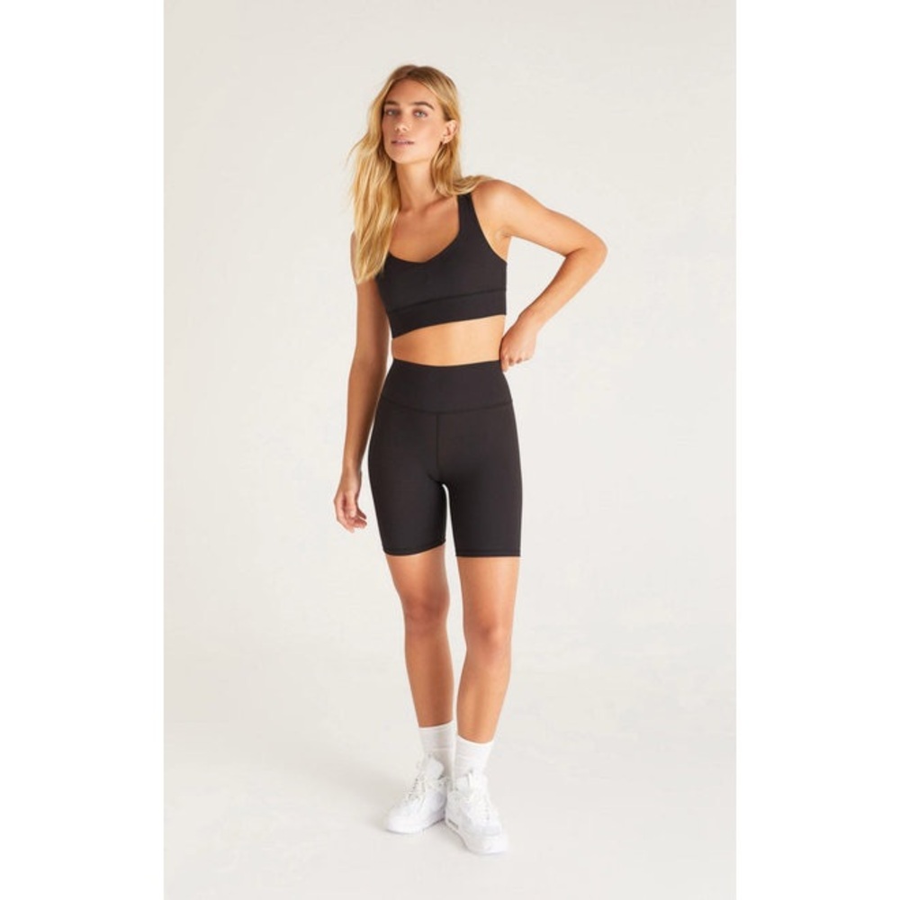 Z Supply Active Karma Micro Rib Bike Shorts Black | Size M | 6” Inseam